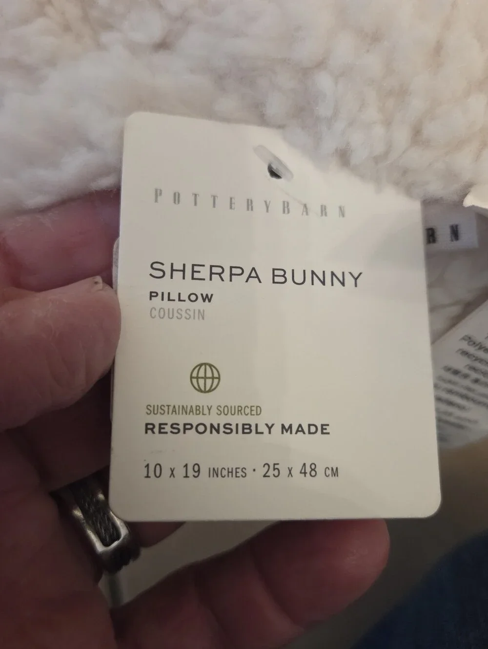 Pottery Barn Sherpa Bunny White Pillow Bunny